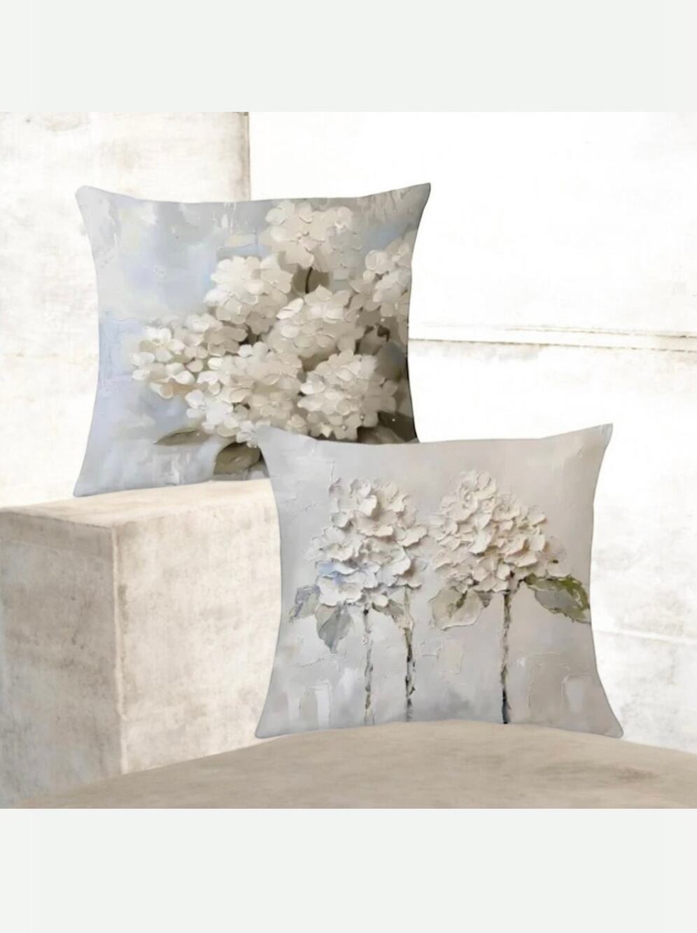 Set Of 2 Hydrangeas Square Decorating Pillowcases 2D Print